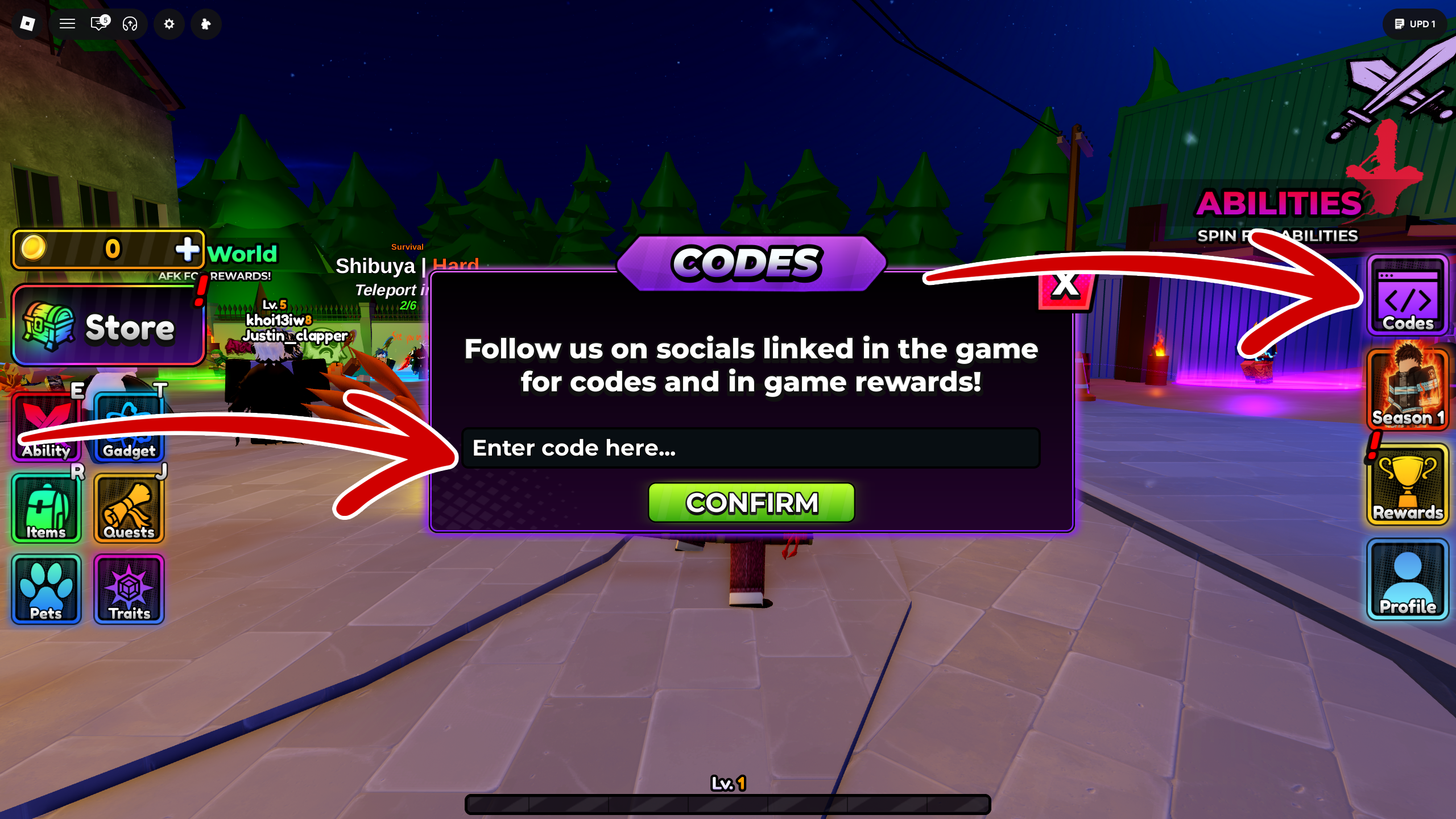 Anime Apocalypse code redemption menu screenshot
